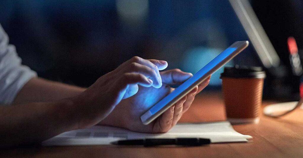 Person working on a tablet