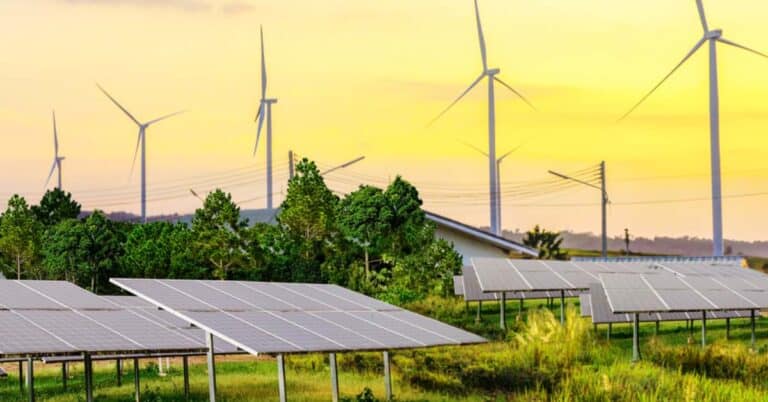 Wind turbines and solar panels