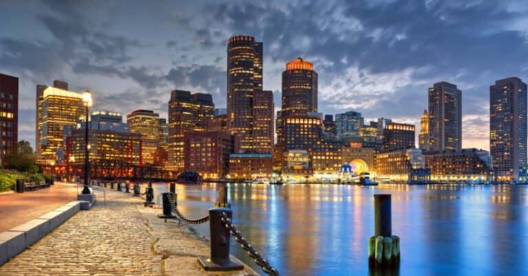 Boston Cityscape View from Harbor