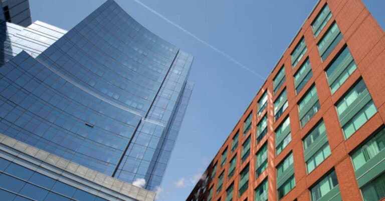 Boston Office Tower Block View Looking up at Sky