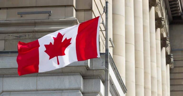 Canada flag on building