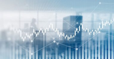 Bar chart with office view background