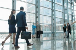 People walking in office