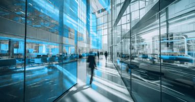 Internal view of glass offices